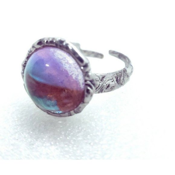 Rainbow orb Ring handmade adjustable Gothic metalwork - Picture 2 of 12